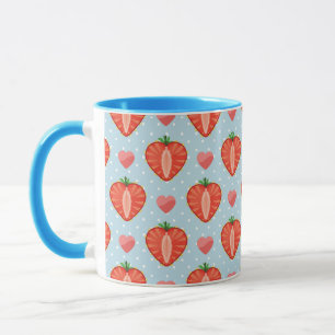 Herz Erdbeeren mit Punkten und Herzen Tasse