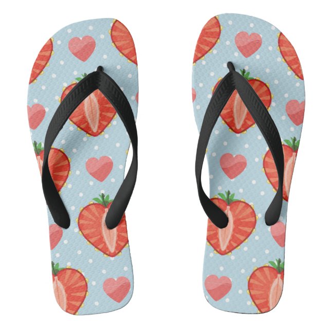 Herz-Erdbeeren mit Tupfen und Herzen Flip Flops (Fußbett)
