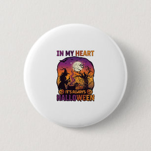 Herz Es ist immer Halloween Hexe Kessel Baum Muh Button