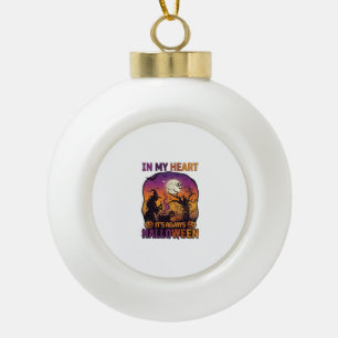 Herz Es ist immer Halloween Hexe Kessel Baum Muh Keramik Kugel-Ornament