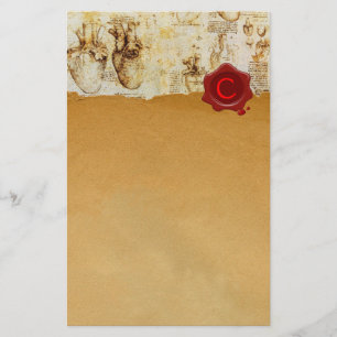 HERZ & ES SIND BLUTSCHIFFE ROTEN WAX SIEGEL PARCHM BRIEFPAPIER