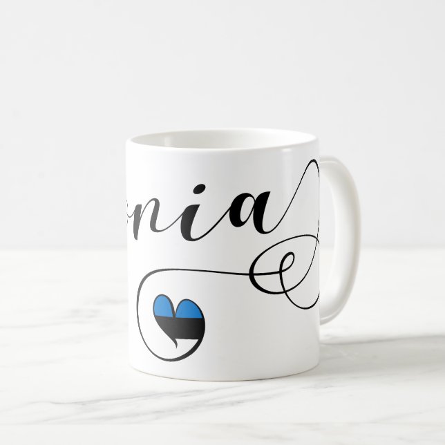 Herz Estland Tasse, Finn, Estnisch Kaffeetasse (VorderseiteRechts)