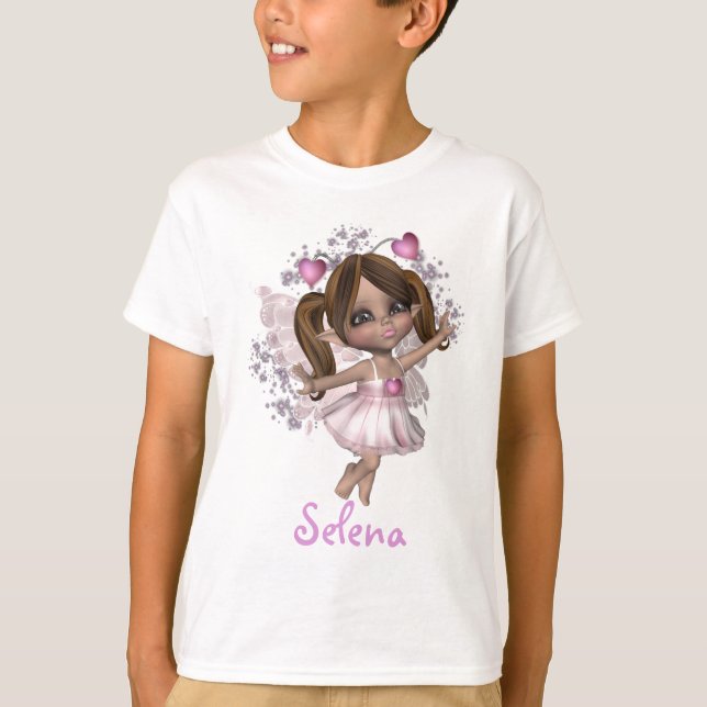 Herz-Fee-individueller Name KRW rosa T-Shirt (Vorderseite)