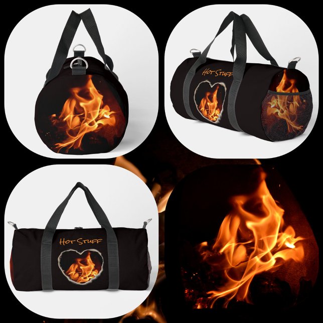 Herz Feuer Blazing Flammen Fotografy Black Duffle Bag (Von Creator hochgeladen)