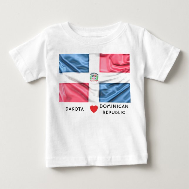 Herz-Flagge der Gewohnheits-I von Dominikanischer Baby T-shirt (Vorderseite)