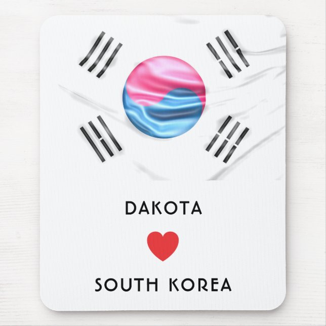 Herz-Flagge der Gewohnheits-I von Südkorea Mousepad (Vorne)