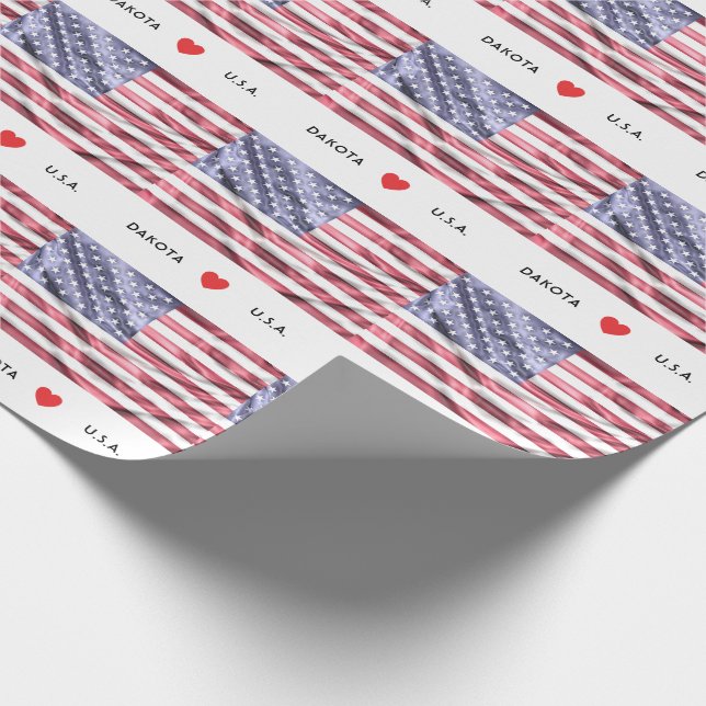 Herz-Flagge der Gewohnheits-I von USA Geschenkpapier (Ecke)