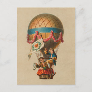 Herz-Flagge-Heißluftballon Postkarte