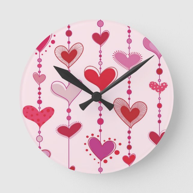 Herz-Fliesen Runde Wanduhr (Vorderseite)