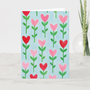 Herz Floral Aquarell Leere Grußkarte Karte