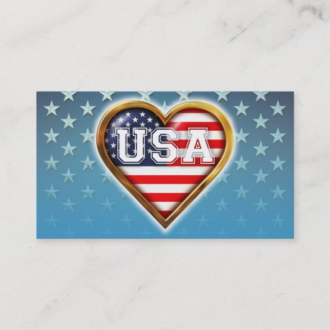 Herz-Förmige amerikanische Flagge Visitenkarte (Vorderseite)