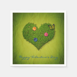 Herz-Förmiger Rasen-Blumen-Schmetterling Serviette