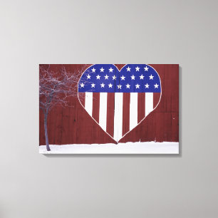 Herz-Förmiges US Flagge Leinwanddruck