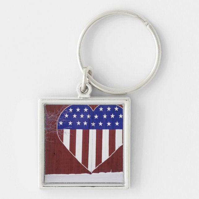 Herz-Förmiges US Flagge Schlüsselanhänger (Vorne)