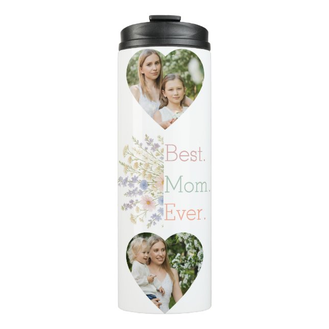 Herz-Foto & Blumendesign - Perfekte Muttertagsstou Thermosbecher (Vorderseite)
