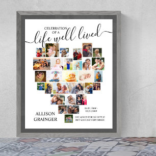 Herz-Foto-Collage Ein Schönes Leben Maßgeschneider Poster