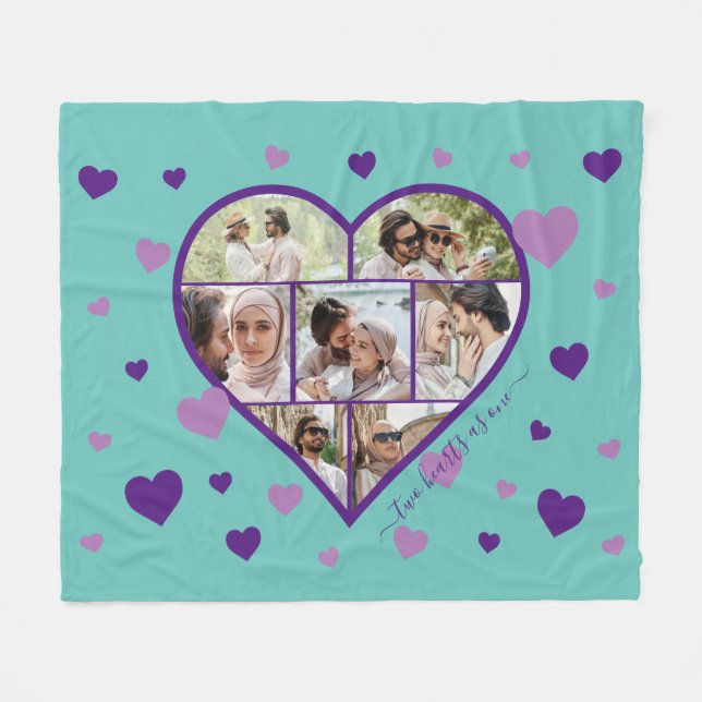 Herz Foto Collage Fleece Blanket (Vorderseite (Horizontal))