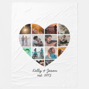 Herz-Foto-Collage Liebe Paar Familie Fleecedecke