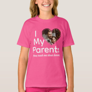Herz Foto ich Liebe meine Eltern Jesus T-Shirt