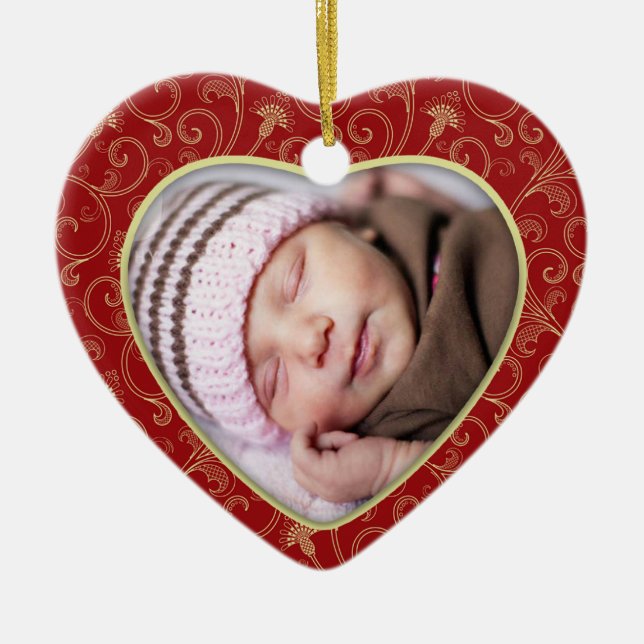 Herz-Foto-Weihnachtsverzierung Keramik Ornament (Vorne)