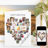 Herz-Fotocollage Personalisierte Schrift Geburtsta Karte