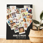 Herz-FotoCollage | Zuhause is where the Heart is Leinwanddruck<br><div class="desc">Erstellen Sie Ihre eigene, herzförmige Collage aus Foto. Das Design wird mit den Worten "Zuhause ist, wo das Herz ist" und die Fotovorlage ist Set für Sie, um 20 Ihrer Lieblingsfotos hinzuzufügen. Ihre Fotos werden in quadratischer Form dargestellt, im Instagram-Stil mit Retro-Instant-Fotorahmen. Eine großartige Möglichkeit, alle Ihre Schnappschüsse zu zeigen,...</div>