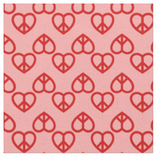 Herz Frieden Liebe Retro Hippie Rosa Rot Valentins Stoff