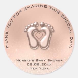 Herz-Fuß-Babyparty-Bevorzugungs-Geschenk danken Runder Aufkleber