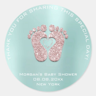 Herz-Fuß-Babyparty-Bevorzugungs-Geschenk danken Runder Aufkleber