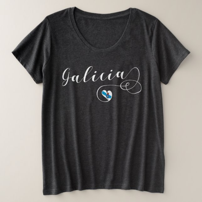 Herz Galicia Flag, Galizisch, Galiza Große Größe T-Shirt (Design vorne)