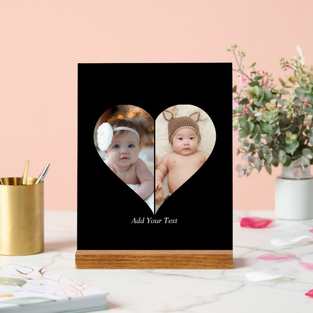 Herz geformt 2 Foto Collage Acrylschild (Hochzeit)