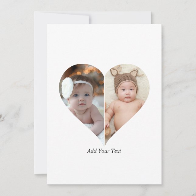 Herz geformt 2 Foto Collage Ankündigung (Vorderseite)
