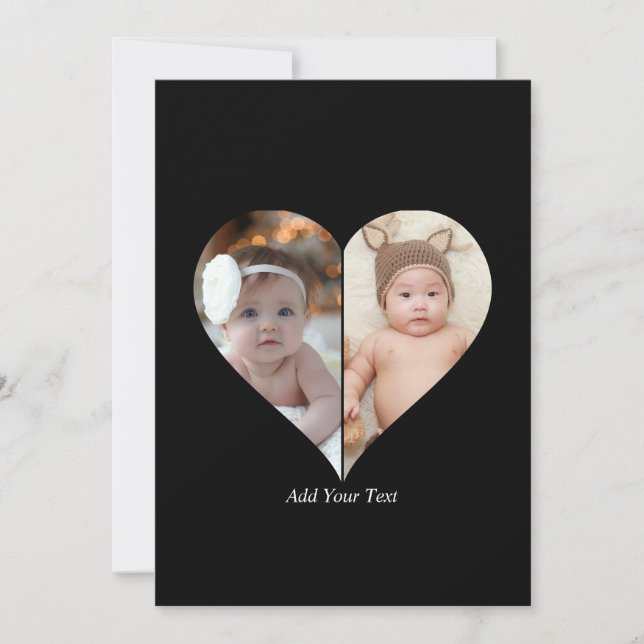 Herz geformt 2 Foto Collage Dankeskarte (Vorderseite)