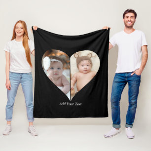 Herz geformt 2 Foto Collage Fleecedecke