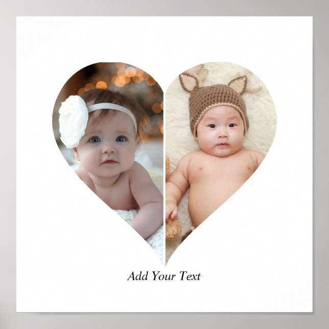 Herz geformt 2 Foto Collage Poster (Vorne)