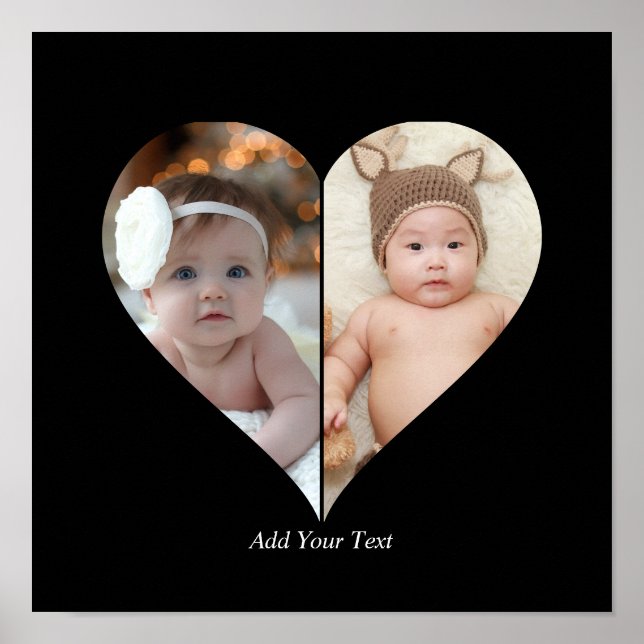 Herz geformt 2 Foto Collage Poster (Vorne)