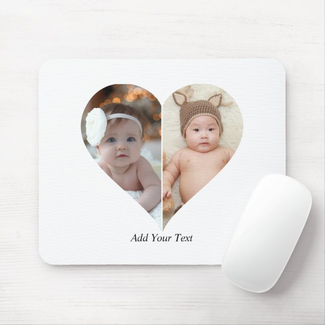 Herz geformt 2 Foto Collage Poster Mousepad (Mit Mouse)