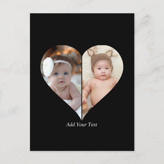 Herz geformt 2 Foto Collage Postkarte (Vorderseite)