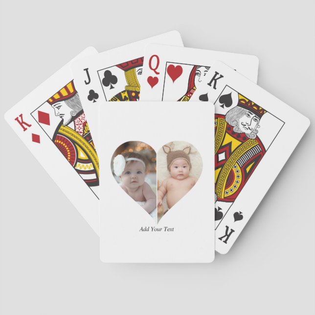 Herz geformt 2 Foto Collage Spielkarten (Rückseite)