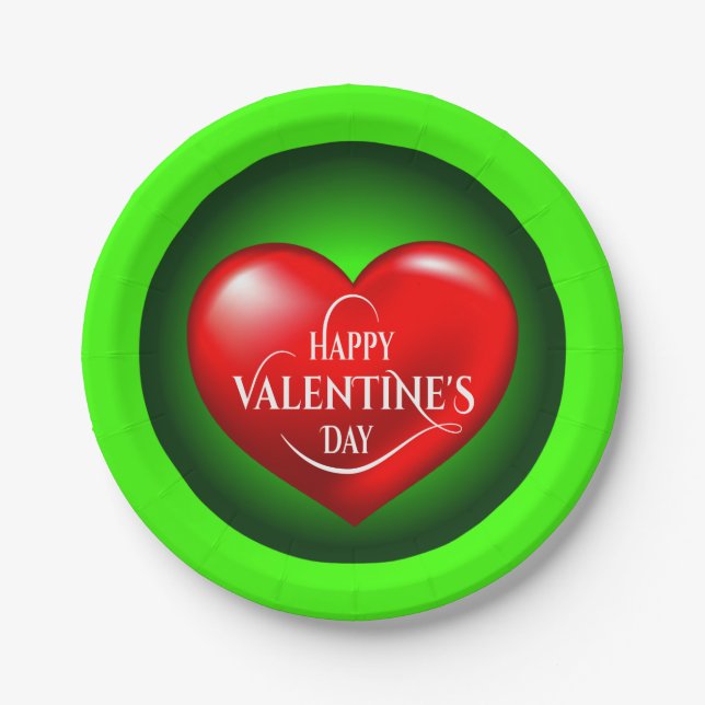 Herz geformt 3d Rote Liebe Symbol-50420 Pappteller (Vorderseite)