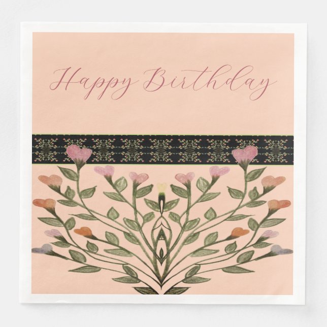 Herz geformt floral Accented Serviette (Vorderseite)