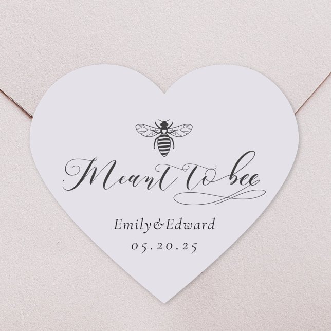 Herz geformt Lila Meant to Bee Wedding Herz-Aufkleber (Von Creator hochgeladen)
