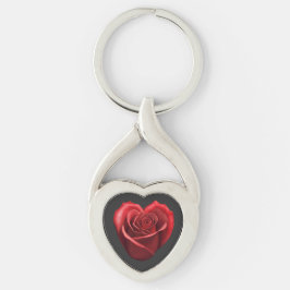Herz geformt Rote Rose-Valentinstag- Schlüsselanhänger
