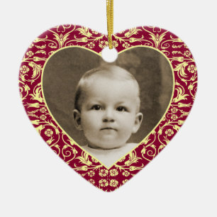 Herz-geformter Foto-Rahmen mit Blumen Keramikornament