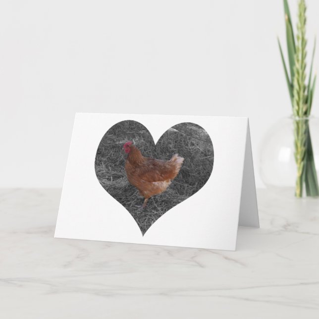 Herz-geformtes Huhn Karte (Vorderseite)