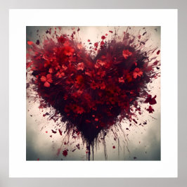 Herz gefüllt mit Bursting Red Blume Poster