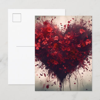 Herz gefüllt mit Bursting Red Blume Postkarte