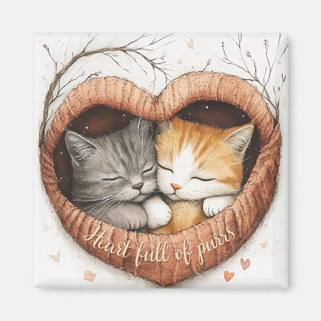 Herz gefüllt mit Purrs Cat Cuddles Illustration Ku Magnet (Vorne)
