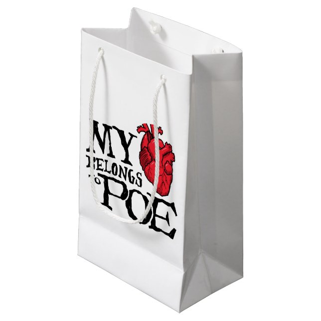 Herz gehört Poe-Geschenk-Tasche Kleine Geschenktüte (Vorderseite Schrägansicht)