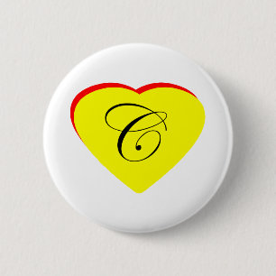 Herz Gelb Rot C Hochzeit Einladung MUSEUM Z Button